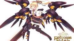 Weapons dress Ribbons stockings blondes anime girls wink yellow 