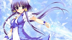 Weapons dress Swords blush long hair anime girls blue eyes open 