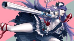 Weapons dress tie stockings anime girls heterochromia