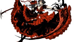 Weapons dress white background hats grin red eyes Ribbons red 