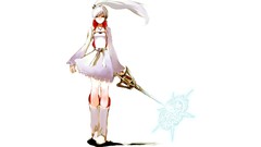 Weapons dress white background Jewelry white hair Swords belts 