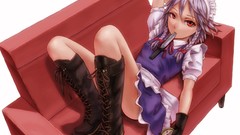 Weapons dress white background Knives gloves bows couch anime 
