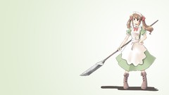 Weapons dress white background Ribbons anime girls boots brown 