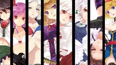 Weapons dress white hair red eyes blondes pink hair gray eyes 