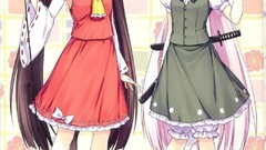 Weapons dress white hair Ribbons Swords long hair anime girls 