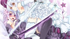 Weapons dress white hair Swords blush pink hair anime girls 