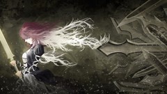 Weapons dress white hair Swords long hair black dress touhou 