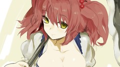 Weapons faces scythe short hair yellow eyes touhou onozuka 