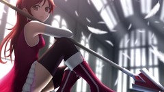 Weapons feathers red eyes spears boots mahou shoujo madoka 