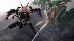 Weapons fight shield anime girls chainsaw