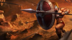 Weapons game running Warriors red eyes lance arrows helmets 