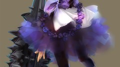 Weapons glasses dress red eyes anime girls purple hair meganekko