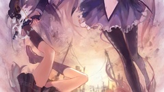 Weapons glasses skirts long hair anime girls mahou shoujo 