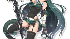 Weapons gloves Swords long hair anime girls green eyes green 
