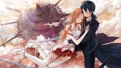 Weapons gloves Swords skirts long hair brunettes short hair 