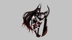 Weapons gray background Anime claws horns armor Shorts red eyes 