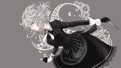 Weapons gray background dress Knives white hair gloves gray 