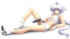Weapons Guns Anime bare shoulders