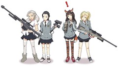 Weapons Guns Anime binoculars Knives sniper white hair red eyes 