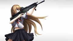 Weapons Guns Anime blondes school uniforms purple eyes assault 