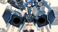 Weapons Guns Anime blue hair anime girls blue eyes open mouth 