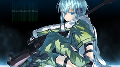 Weapons Guns Anime blue hair anime girls blue eyes short hair 