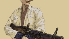 Weapons Guns Anime cigars Simple Background m60