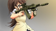 Weapons Guns Anime flashlight brown eyes brunettes call of duty 