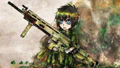 Weapons Guns Anime funny blue eyes black hair assault rifle 