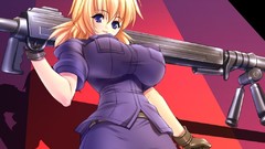 Weapons Guns anime girls short hair hellsing purple eyes huge 