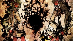 Weapons Guns Anime glasses horns long hair anime girls scythe 