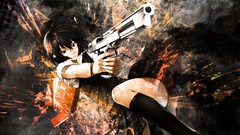 Weapons Guns Anime glasses pistols skirts anime girls school 