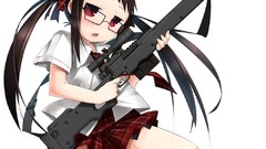 Weapons Guns Anime glasses white background ammunition shells 