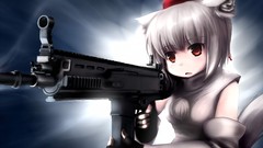 Weapons Guns Anime hats anime girls brown eyes touhou animal 