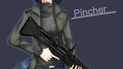 Weapons Guns Anime hats blue hair blue eyes animal ears tails 