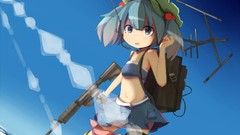 Weapons Guns Anime hats skirts m4a1 blue hair blue eyes touhou 