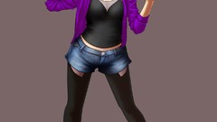 Weapons Guns Anime hood blue eyes brunettes Simple Background 