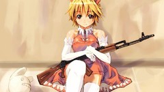 Weapons Guns Anime Kalashnikov blondes brown eyes AK47 assault 