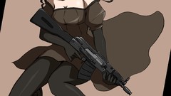 Weapons Guns Anime Kalashnikov earrings brown eyes brunettes 