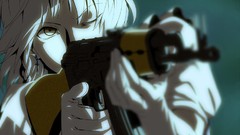 Weapons Guns Anime Kalashnikov white hair blurred AK47 white 