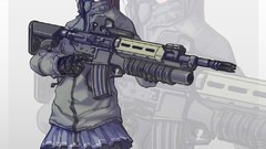 Weapons Guns Anime m4a1 uniforms call of duty black hair black 