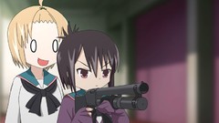 Weapons Guns Anime red eyes blurred blondes school uniforms 