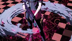 Weapons Guns Anime red eyes pistols black hair mp5 m9 M1911 