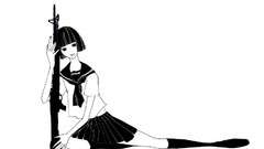 Weapons Guns Anime school uniforms Simple Background sailor 