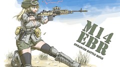 Weapons Guns Anime shells pistols helmets blondes blue eyes 