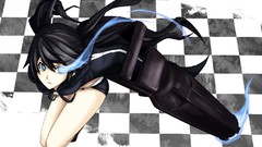 Weapons Guns Anime Shorts long hair anime girls blue eyes black 