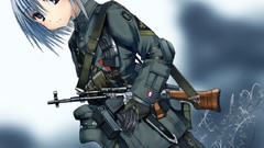 Weapons Guns Anime soldiers military anime girls upscaled