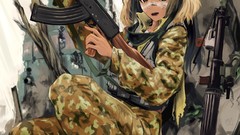Weapons Guns Anime USSR hats Kalashnikov camouflage RPG 
