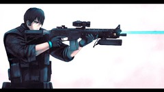 Weapons Guns Anime white background armor uniforms black hair 