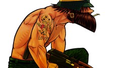 Weapons Guns Anime white background beard Kalashnikov 